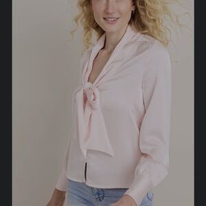 Francesca's Collections Pink Blouse with Bow